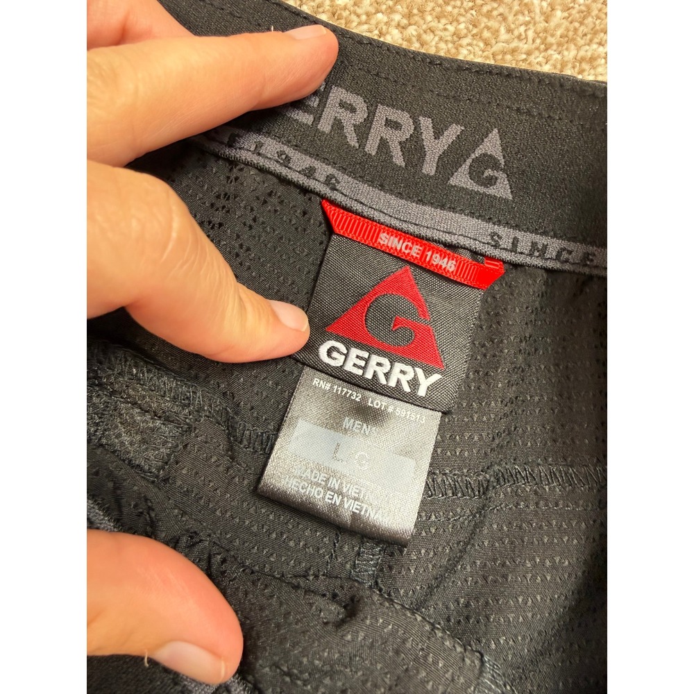 Gerry Mens Black Stretch Active Hiking Shorts Large Elastic Waist Zip Pocket - Picture 6 of 11